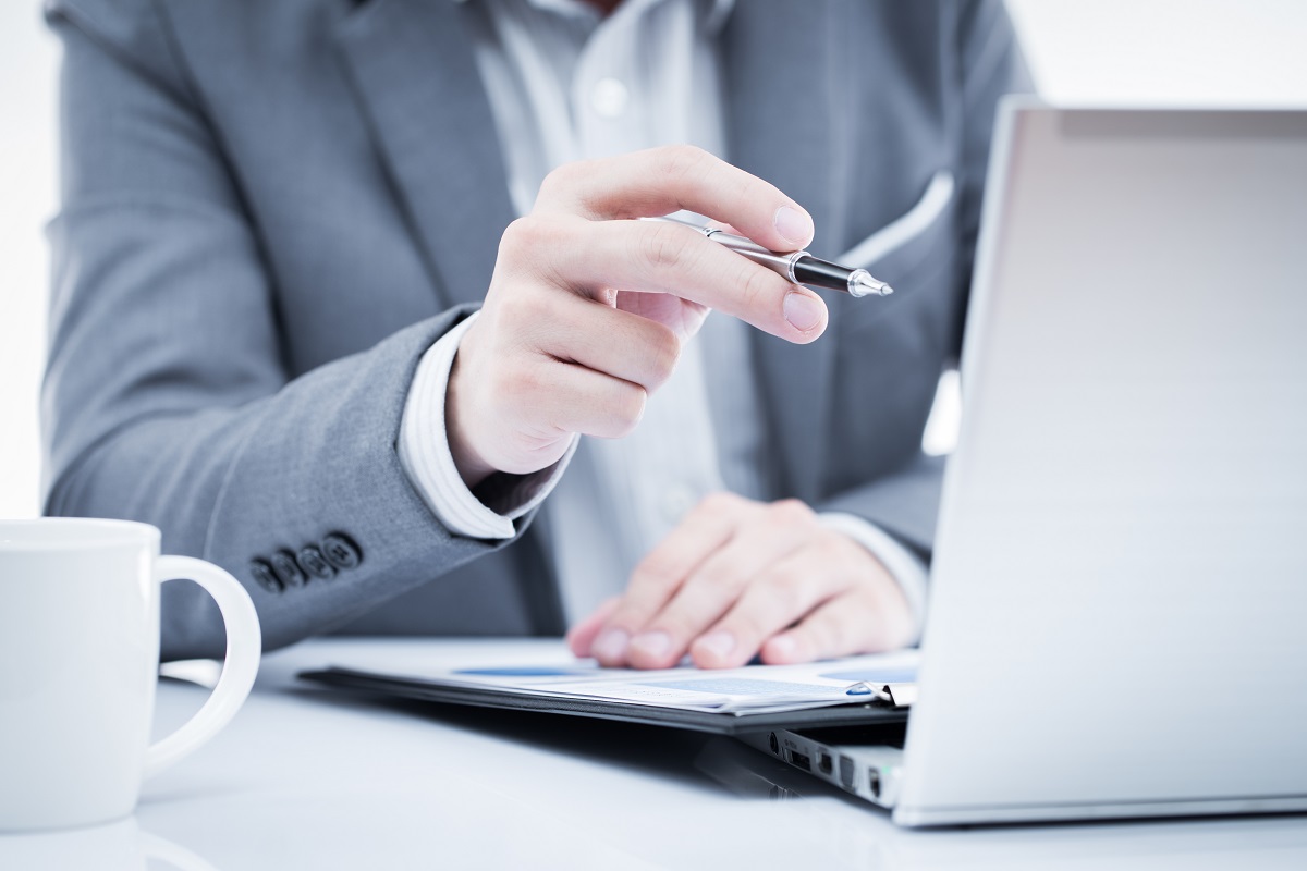 Businessman using laptop