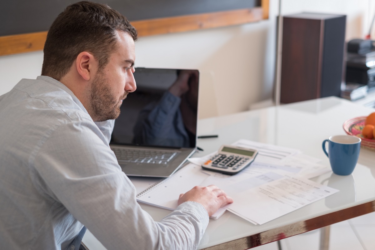 businessman working on his finances