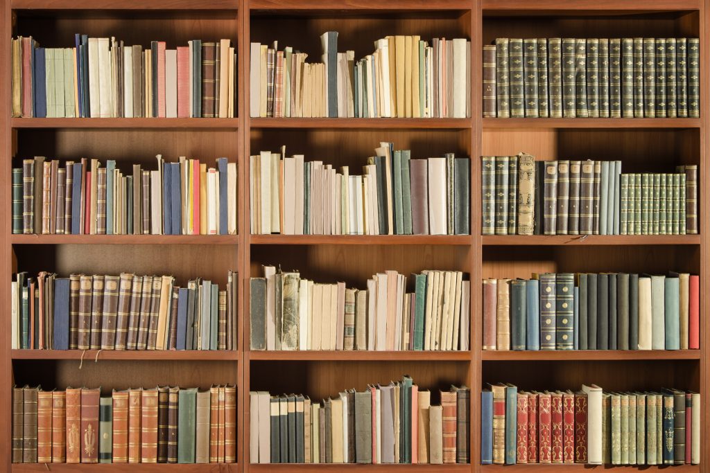 Old books in shelves