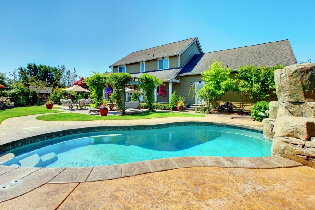 Backyard pool of a big home