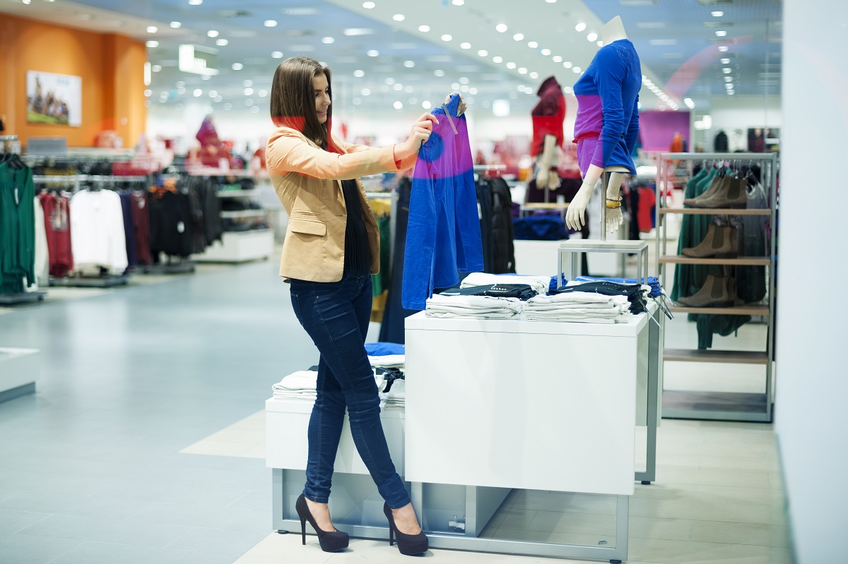 girl checking clothes