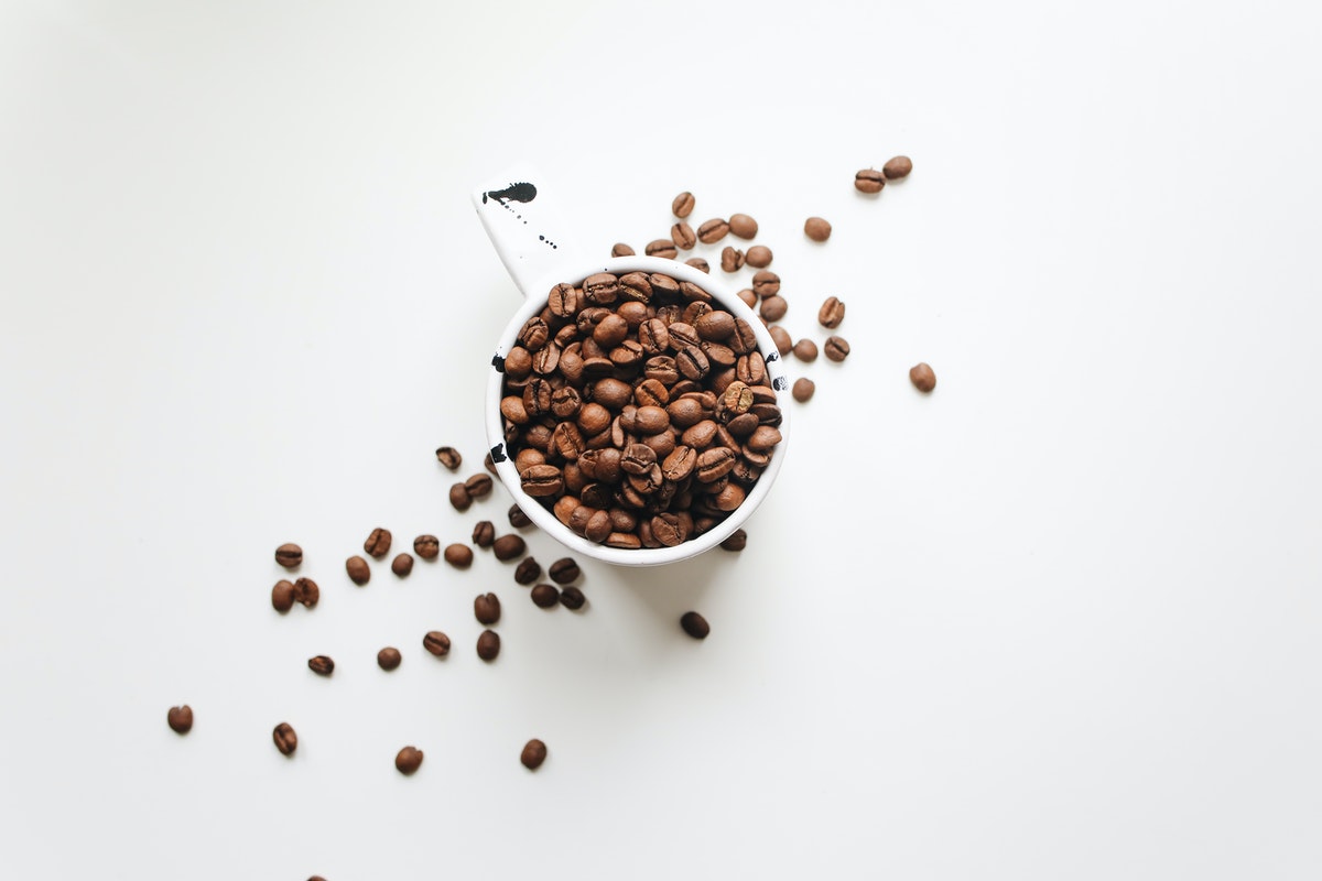 coffee beans in a mug