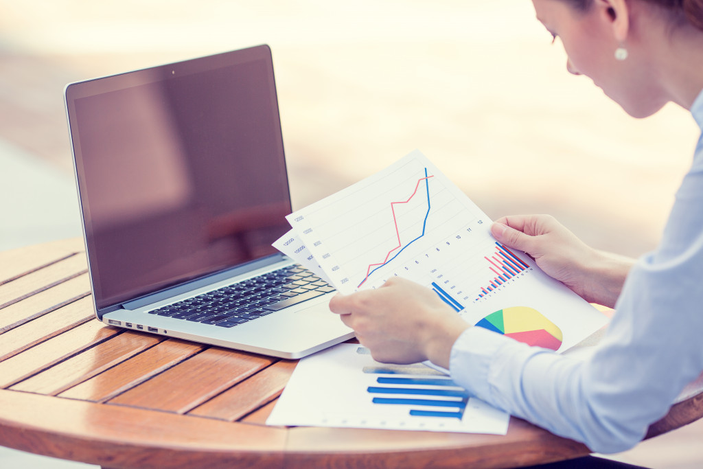 woman analyzing data