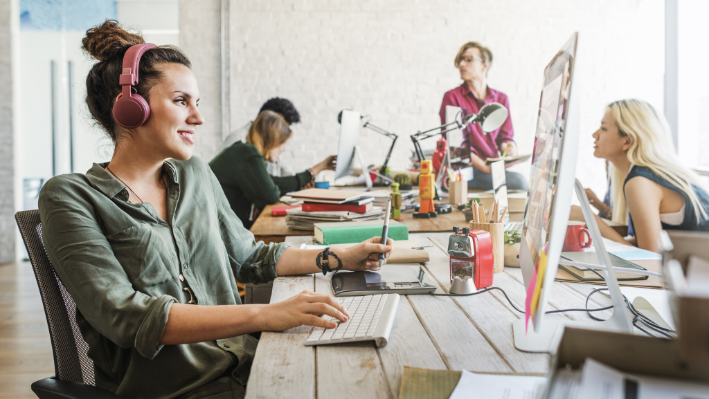 woman at work smiling