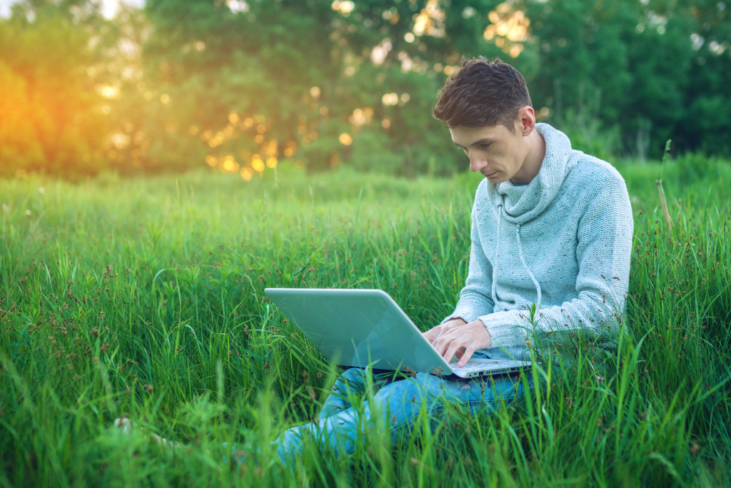 man working in nature