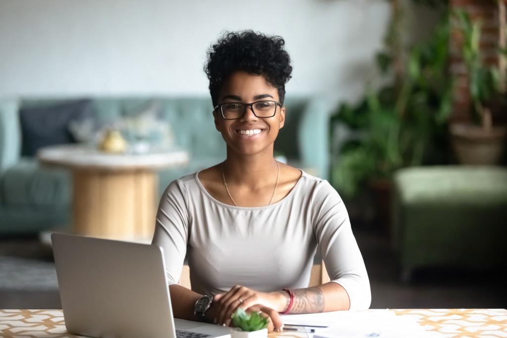 woman working from home