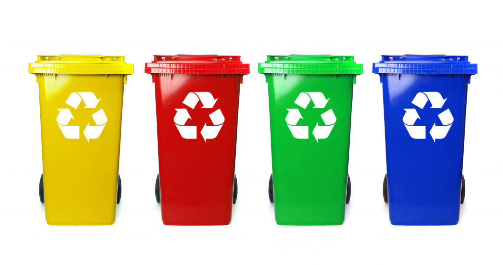 Recycling bins ready for use