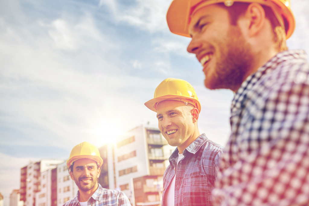 A group of builders outdoors