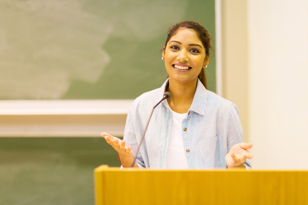 woman doing speech