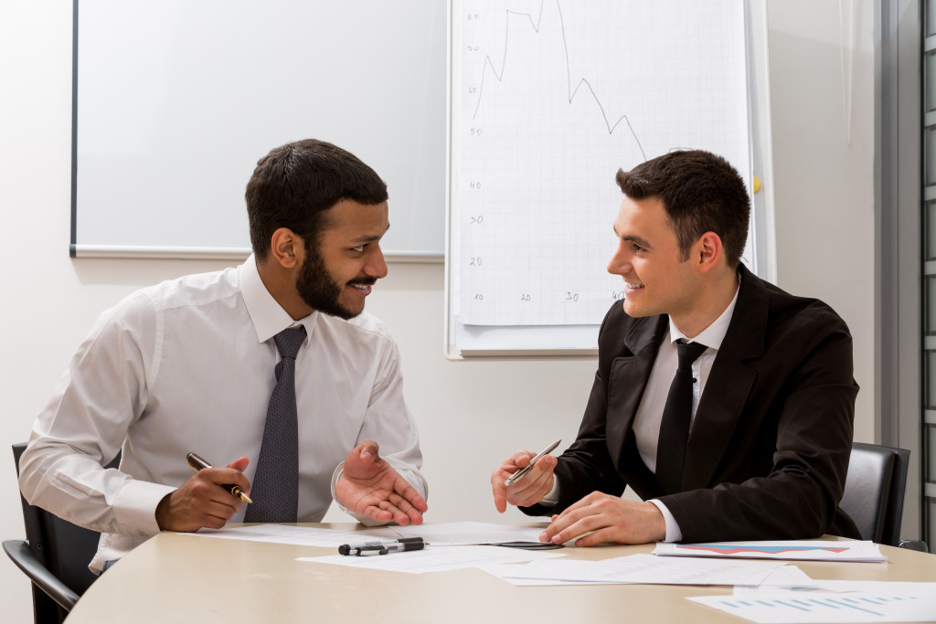 confident businessman on a meeting with partner