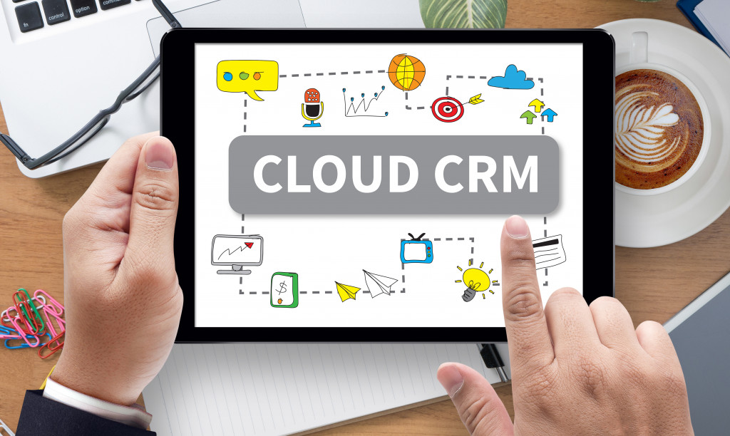 cloud crm concept on tablet