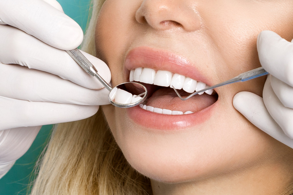 A woman having a dental checkup